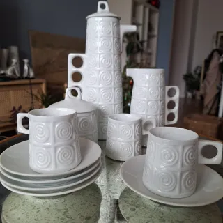 Juego café de castro, antiguo sargadelos, blanco