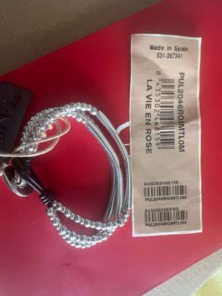 Pulsera La Vie En Rose Plata y Cuero