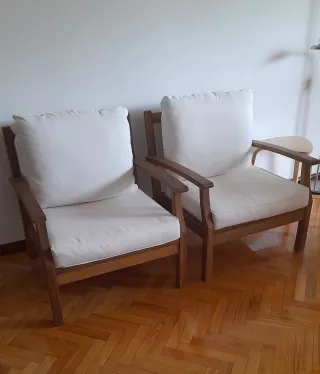 2 Poltrone in Legno e Tessuto BAIONA (CORTE INGLÉS)