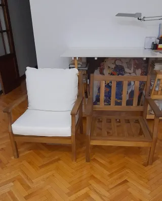 2 Poltrone in Legno e Tessuto BAIONA (CORTE INGLÉS)