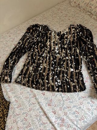 Camisa Lentejuelas Negra y Dorada