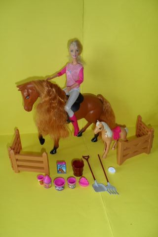 barbie cavallerizza con cavallo pony ed accessori