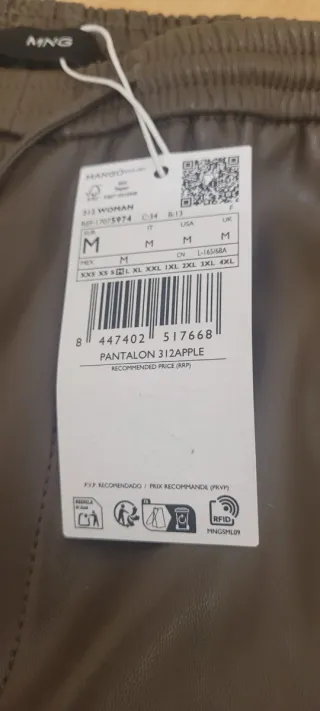 Pantalón efecto piel cintura elástica Talla M