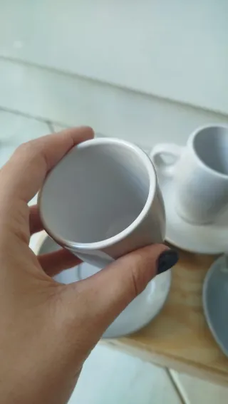 Set 3 Tazzine Ceramica Grigio/Bianco