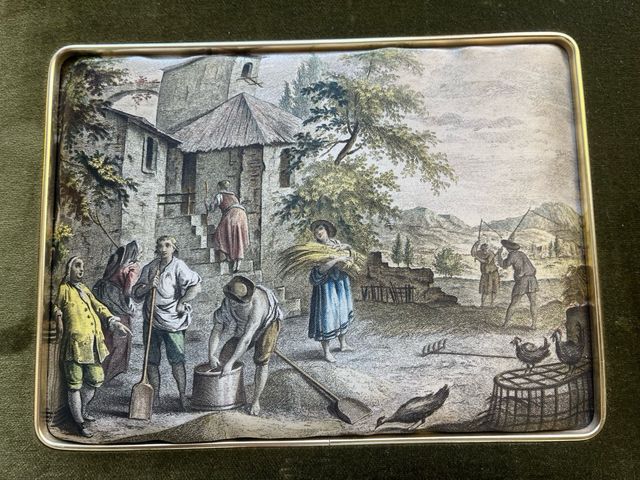 Scena d'epoca serigrafata su seta.