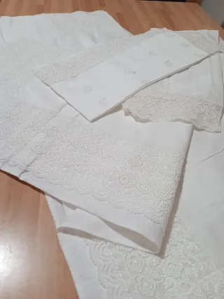 Set Lenzuola Ricamate Pizzo Bianco