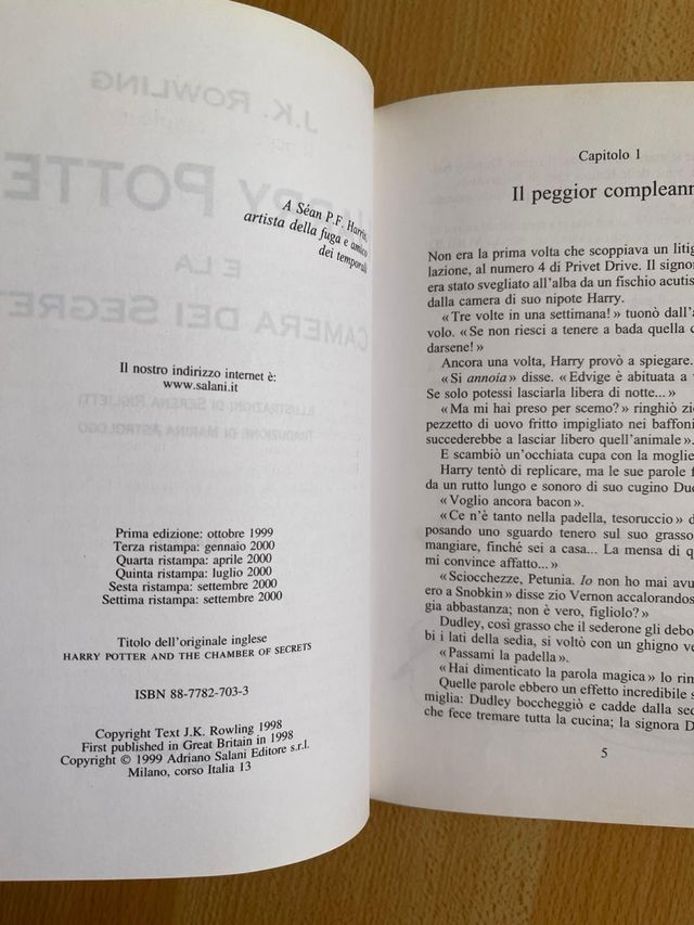Harry Potter collezione Salani vecchia traduzione