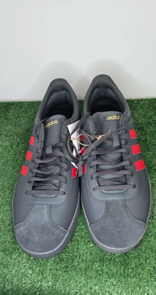 Zapatillas Adidas VL Court 46 Negras Rojas