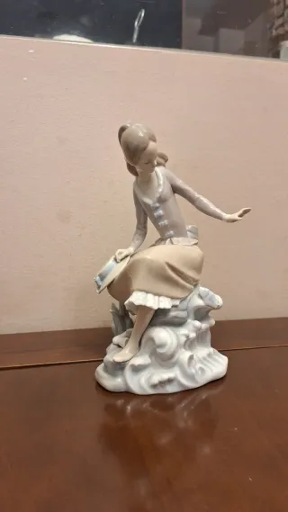 Figura Lladró Niña Sentada con Sombrero