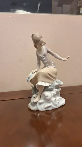 Figura Lladró Niña Sentada con Sombrero