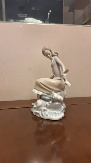 Figura Lladró Niña Sentada con Sombrero