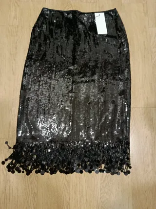 Falda larga lentejuelas zw colecction