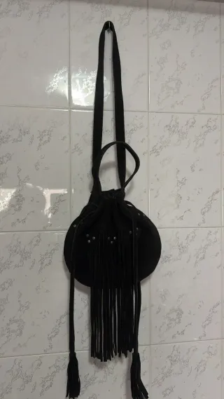 Bolso Slowlove ante negro flecos