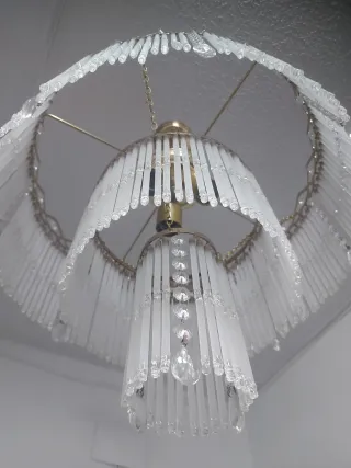 Lámpara colgante lágrimas cristal y oro