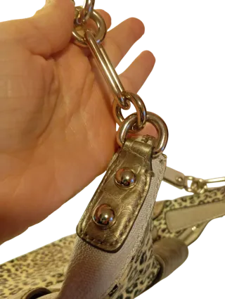 Bolso leopardo dorado Y2K estilo hobo con lazo