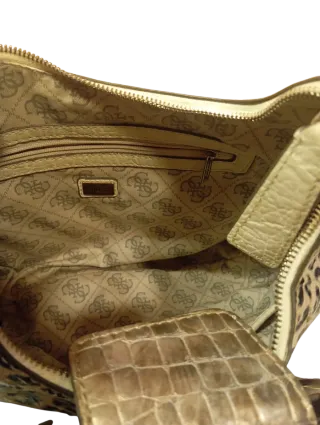 Bolso leopardo dorado Y2K estilo hobo con lazo