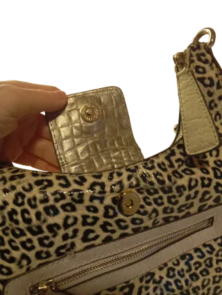 Bolso leopardo dorado Y2K estilo hobo con lazo
