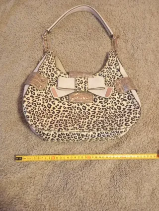 Bolso leopardo dorado Y2K estilo hobo con lazo