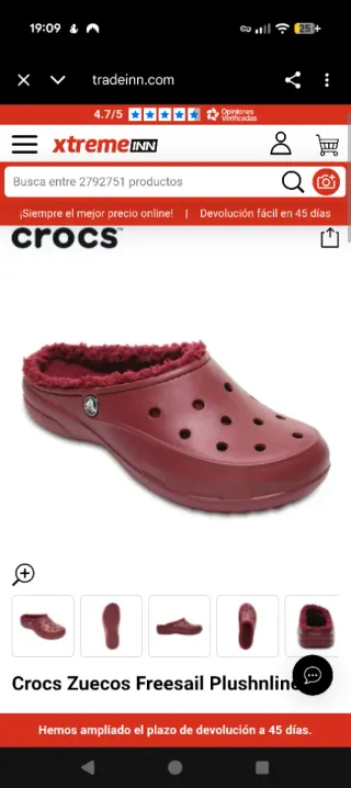 Crocs granates con borreguillo T.38,5