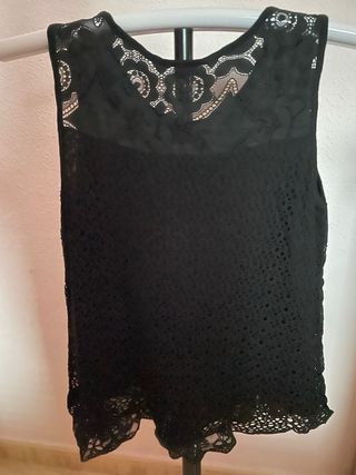 Top encaje negro fiesta talla M