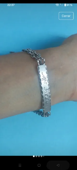 Esclava de plata grabada