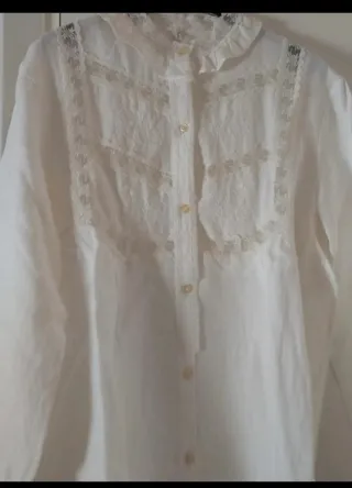 Camicia da notte vintage lino ricamata a mano