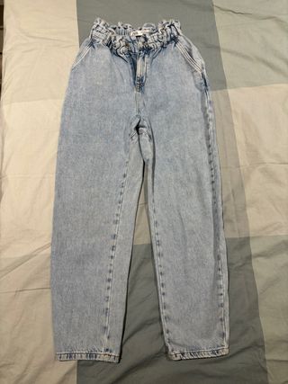 Vaqueros Zara Paperbag Lavado Claro