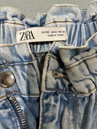 Vaqueros Zara Paperbag Lavado Claro