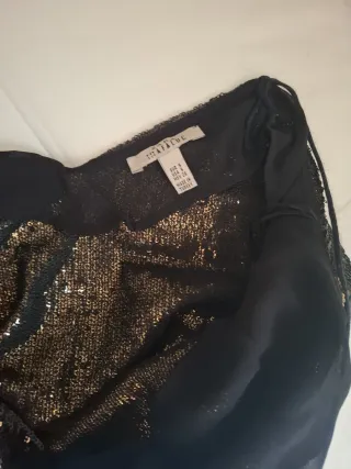 Top Zara Lentejuelas Negro y Dorado