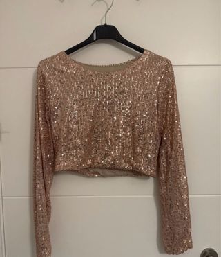 Top lentejuelas dorado fiesta