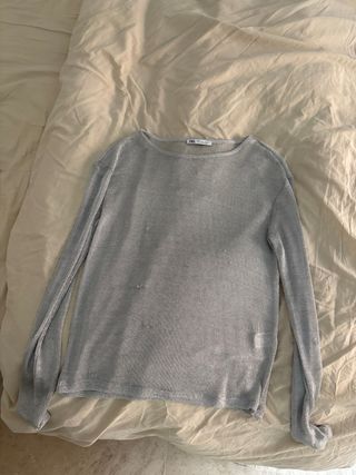 Top Zara plateado transparente talla única