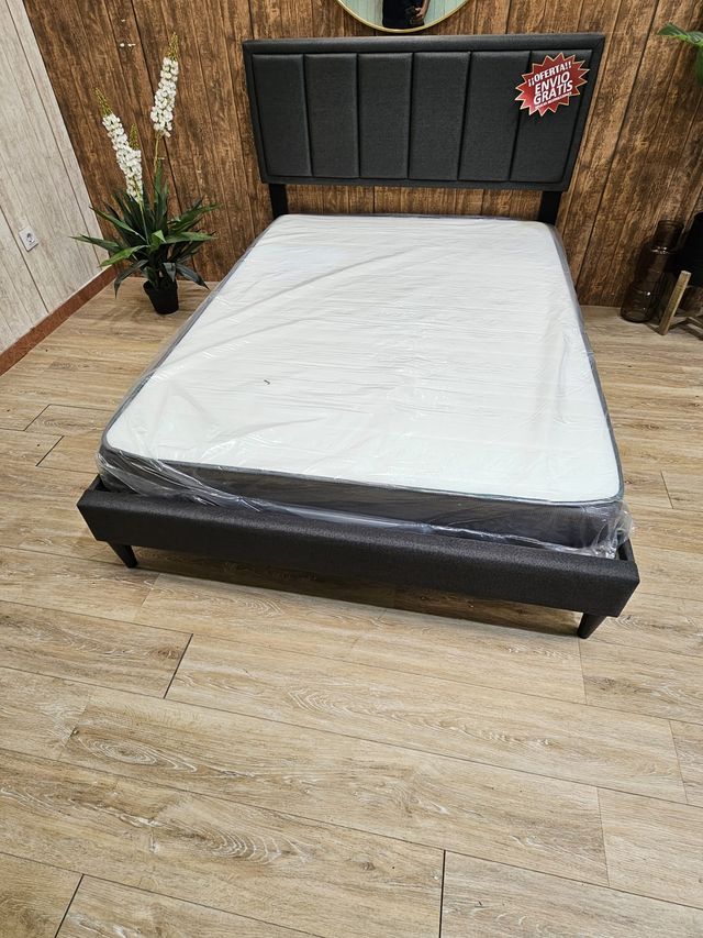 CAMA CON SOMIER ,COLCHON Y CABECERO - ENVIO GRATIS