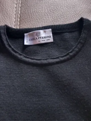 Pullover donna nero con dettagli oro