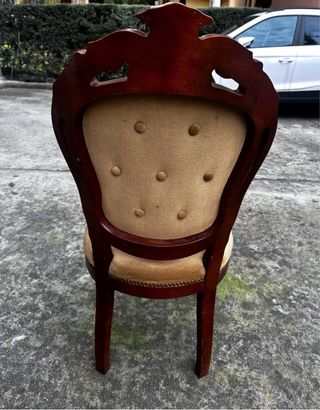 Sillas antiguas madera y tela beige