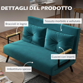 4 in 1 Divano Letto 2 Posti, con Schienale Regolab