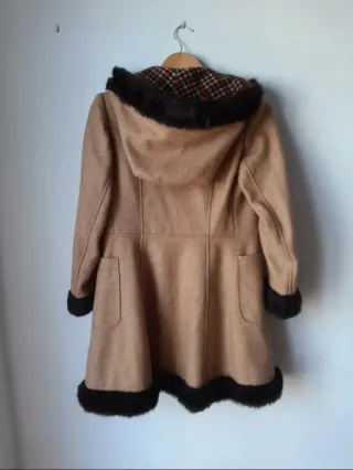 Abrigo Lana Beige y Negro