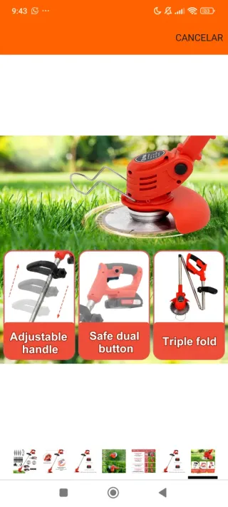 Desbrozadora Césped Inalámbrico rojo LED 2 batería