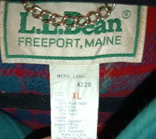 Bomber L.L.Bean USA Taglia XL Verde Rosso