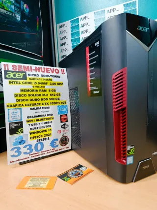 Acer Nitro Ordenador Gaming i5 9400F 8GB RAM SSD 5