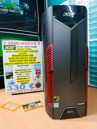 Acer Nitro Ordenador Gaming i5 9400F 8GB RAM SSD 5
