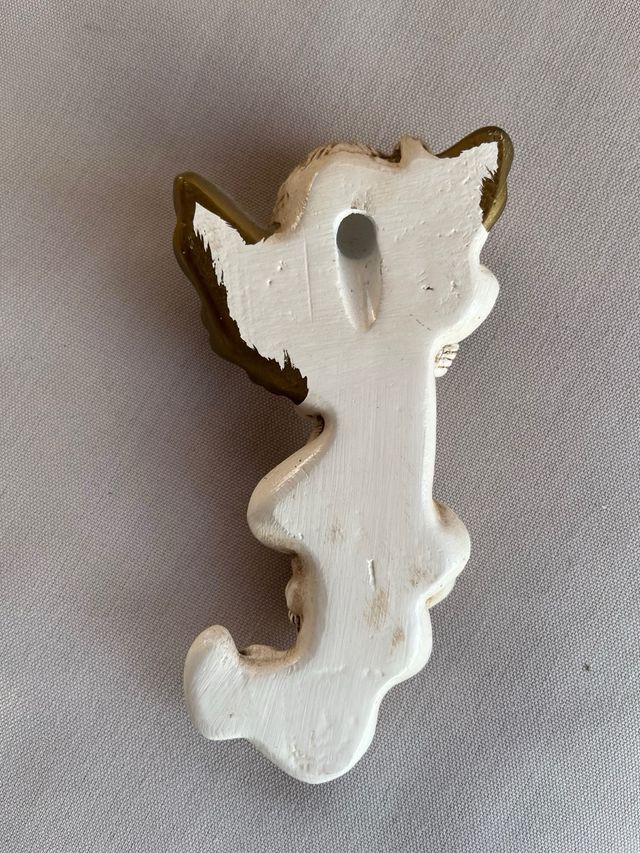 Antiguo Querubin en color crudo y dorado 1960