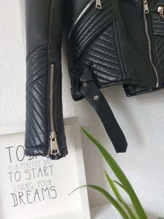 Chaqueta Biker Polipiel Negra