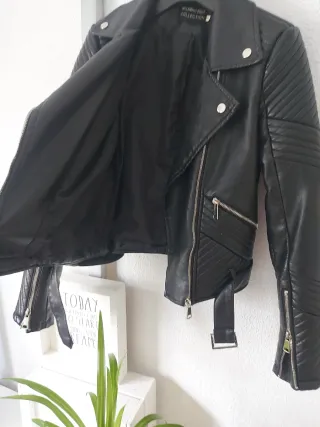 Chaqueta Biker Polipiel Negra