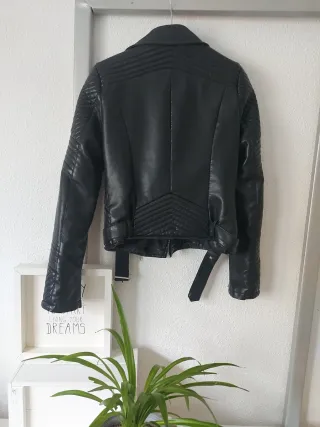 Chaqueta Biker Polipiel Negra