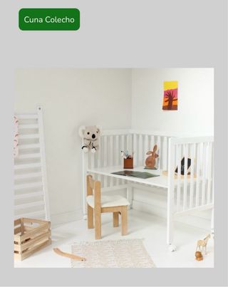 Cuna colecho madera blanca con ruedas