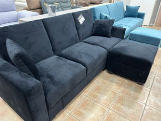 Sofá Cama 3 Plazas + Puff Arcon Terciopelo