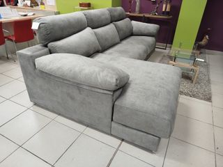 Sofá Chaise Longue Gris Posiciones Ajustables