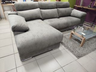 Sofá Chaise Longue Gris Posiciones Ajustables