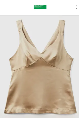 Top satén dorado Benetton