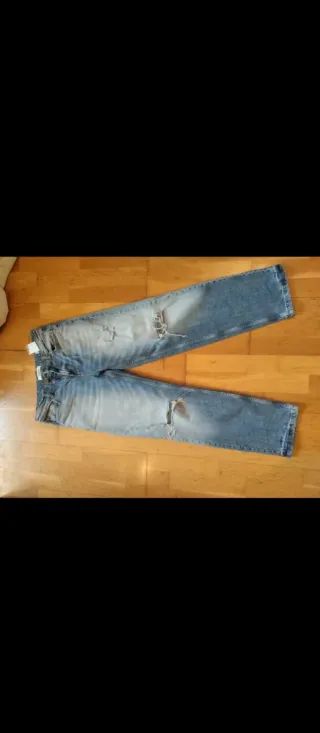 Pantalón baggy desgastado azul